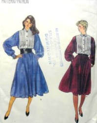 8491 VOG LOOSE TUCK BODICE COLLAR DRESS LENGTHS PATTERN 8,16